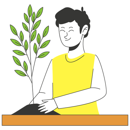 Man doing Tree Planting  Illustration