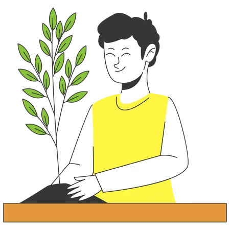 Man doing Tree Planting  Illustration