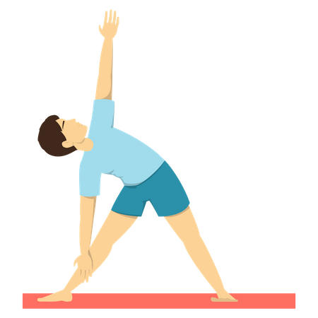 Man doing Triangle yoga pose Illustration