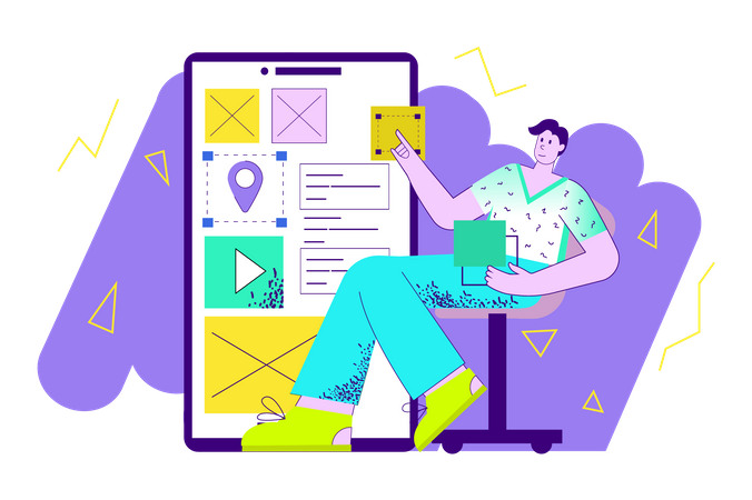 Man doing ui design  Illustration