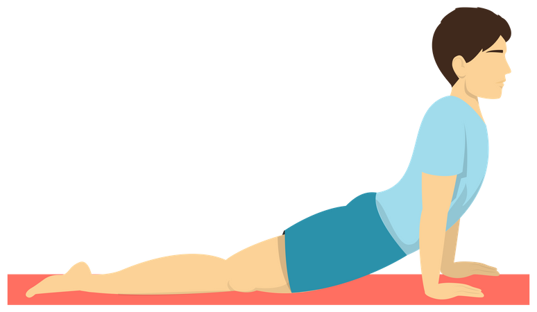 Man doing Upward facing dog yoga pose Illustration
