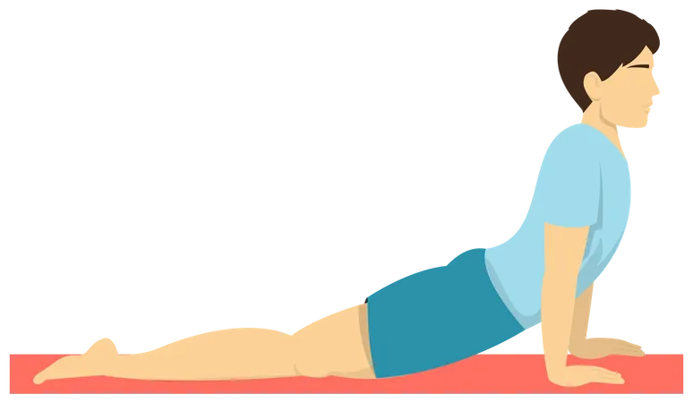 Man doing Upward facing dog yoga pose Illustration