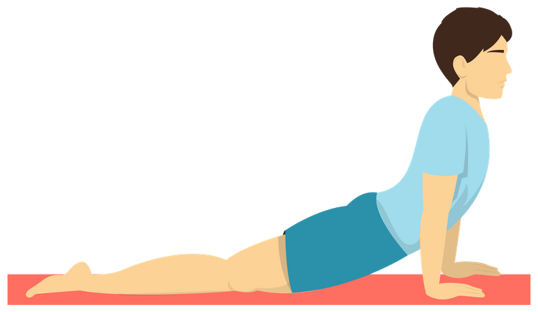 Man doing Upward facing dog yoga pose  Illustration