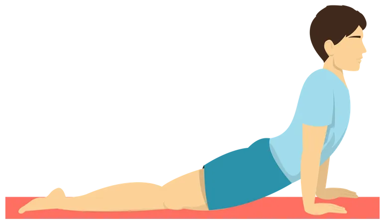 Man doing Upward facing dog yoga pose  Illustration