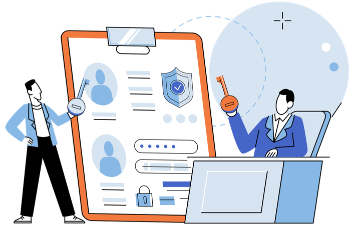 Man doing user authentication to access personal data  Illustration