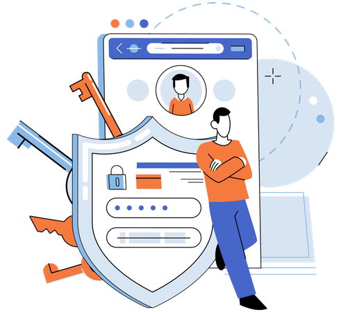 Man doing user authentication to access personal data  Illustration