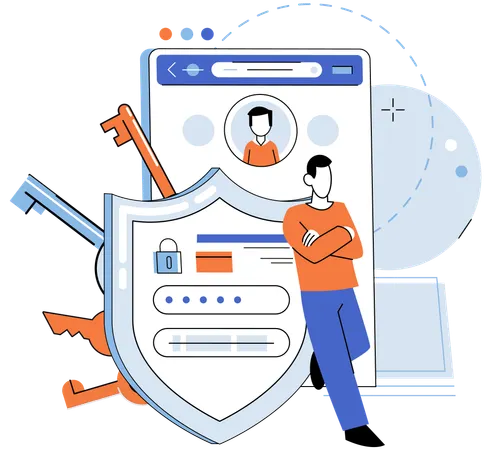 Man doing user authentication to access personal data  Illustration