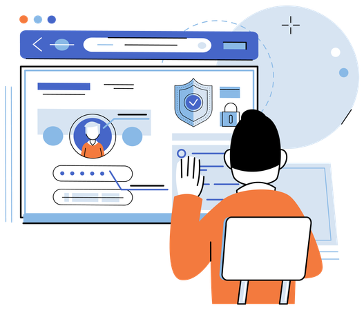 Man doing user authentication to access personal data  Illustration
