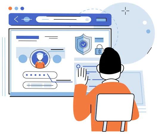 Man doing user authentication to access personal data  Illustration