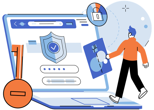 Man doing user authentication to access personal data  Illustration