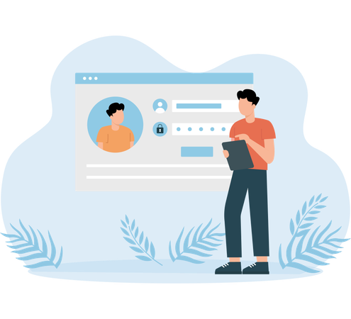 Man doing User login  Illustration