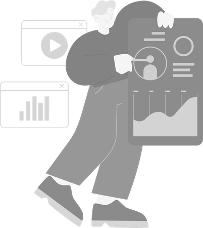 Man doing User Profile Checking  Illustration