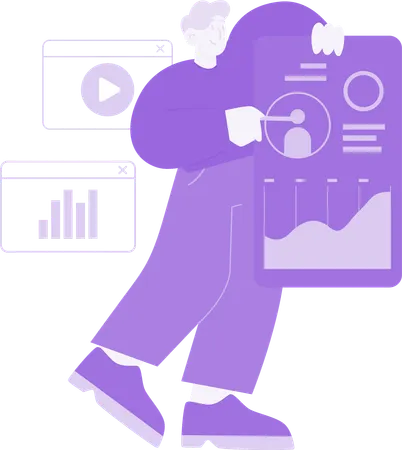 Man doing User Profile Checking  Illustration