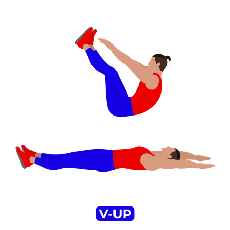 Man Doing V Up Exercise  Illustration