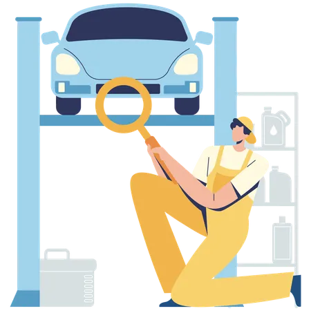 Man doing vehicle inspection  Illustration