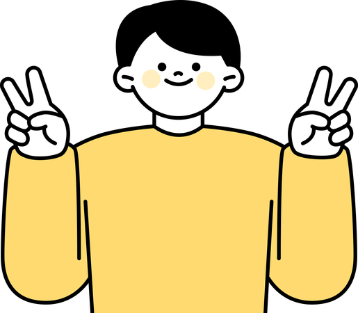 Man doing Victory gesture  Illustration