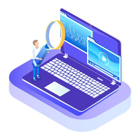 Man doing video analysis  Illustration