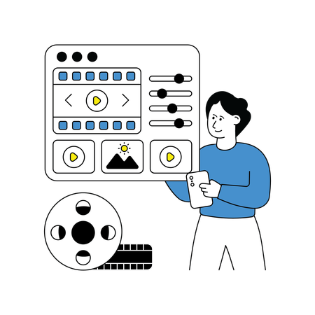 Man doing video editing  Illustration