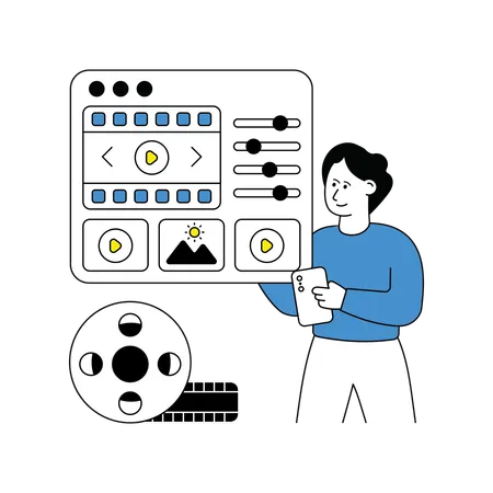 Man doing video editing  Illustration