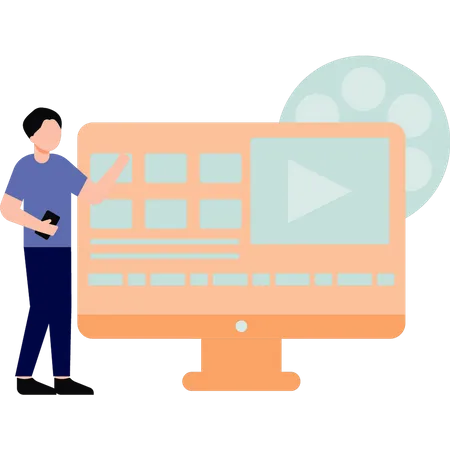 Man doing video editor business  Illustration