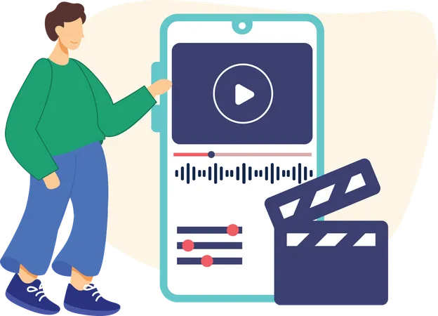 Video Editing Flat Illustration In This Design You Can See How Technology Connect To Each Other Each File Comes With A Project In Which You Can Easily Change Colors And More Illustration