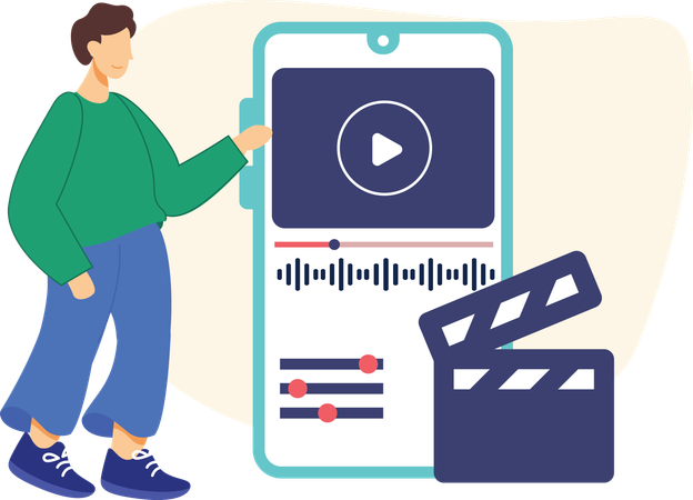 Man doing Video editor sitting  Illustration