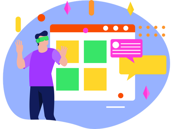 Man Doing Virtual Analysis Using Vr Technology  Illustration