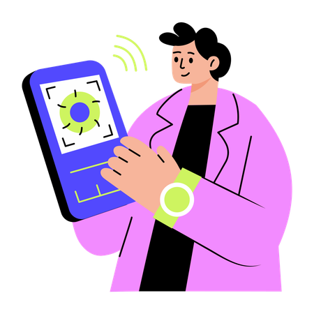 Man doing virtual diagnosis  Illustration