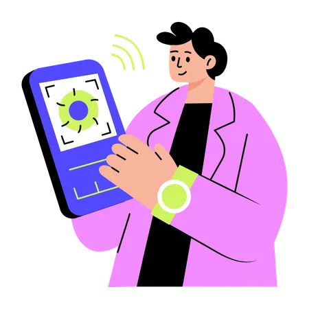Man doing virtual diagnosis  Illustration