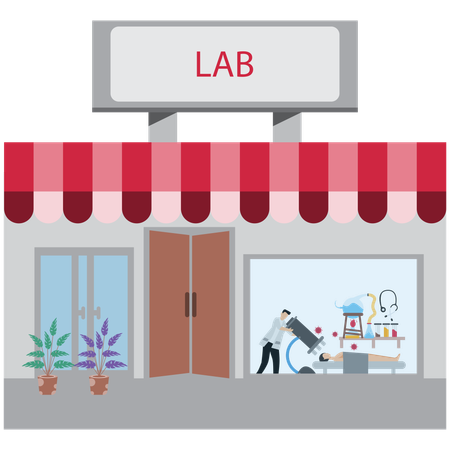 Man doing Virtual Lab Experiment  Illustration
