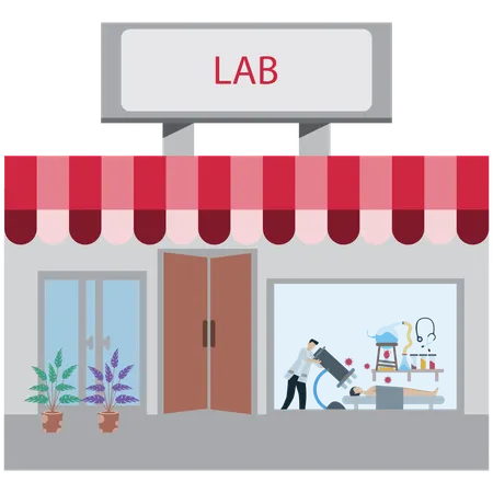 Man doing Virtual Lab Experiment  Illustration