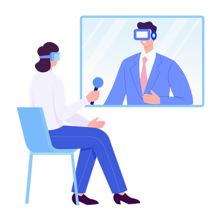 Man doing virtual meeting  Illustration