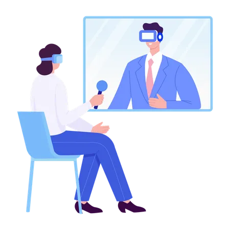 Man doing virtual meeting  Illustration