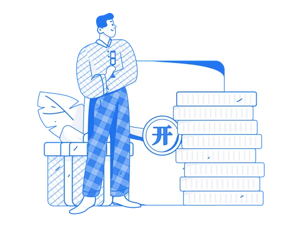 Man doing virtual shopping  Illustration