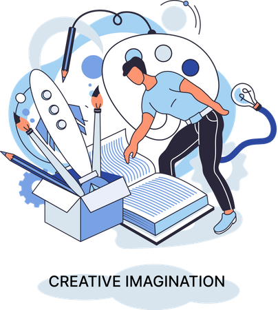 Man doing Visionary Thinking  Illustration