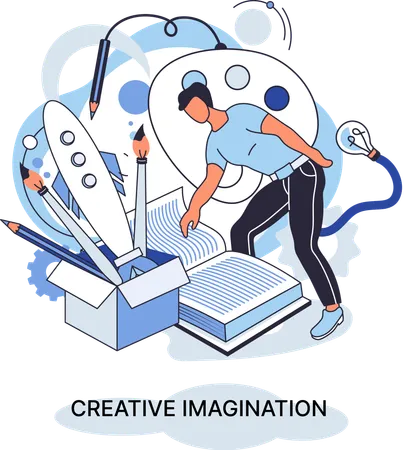 Man doing Visionary Thinking  Illustration