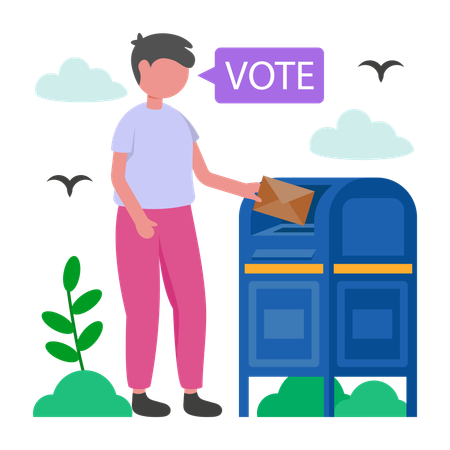 Man doing Voting by Mail  Illustration