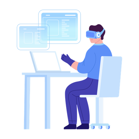 Man doing vr coder  Illustration