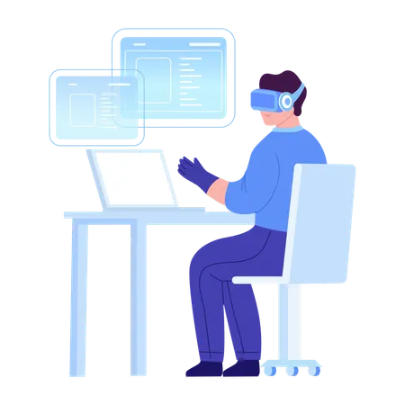 Man doing vr coder  Illustration