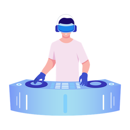 Man doing vr dj  Illustration