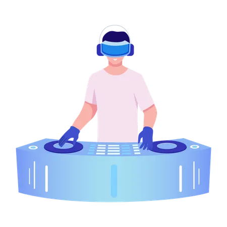 Man doing vr dj  Illustration