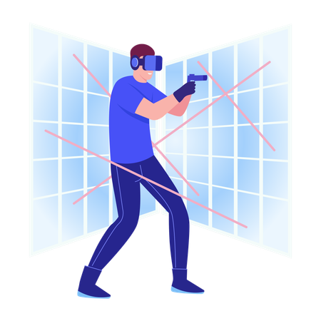 Man doing vr gamer  Illustration