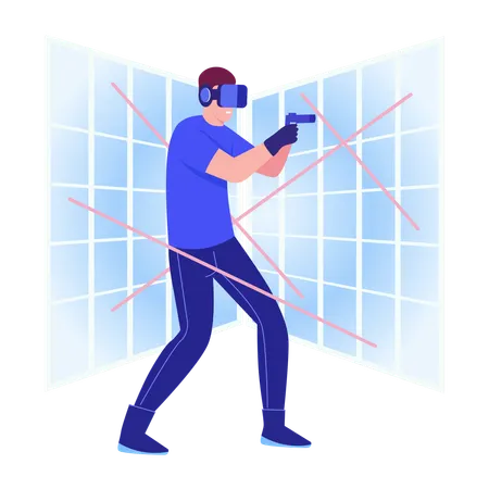 Man doing vr gamer  Illustration