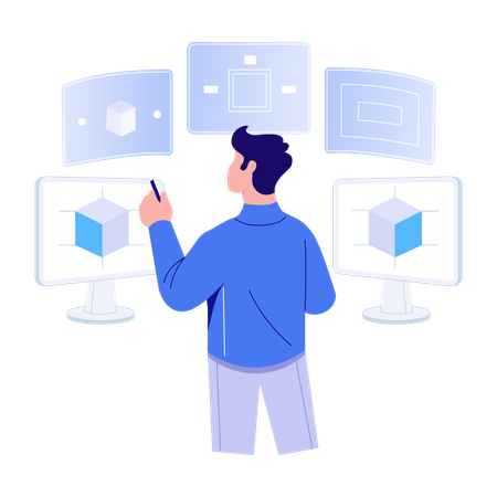 Man doing vr interface  Illustration