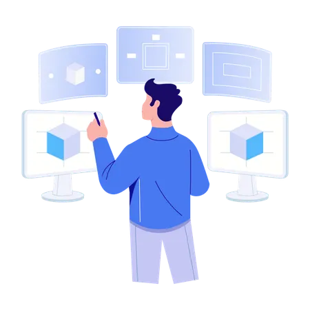 Man doing vr interface  Illustration