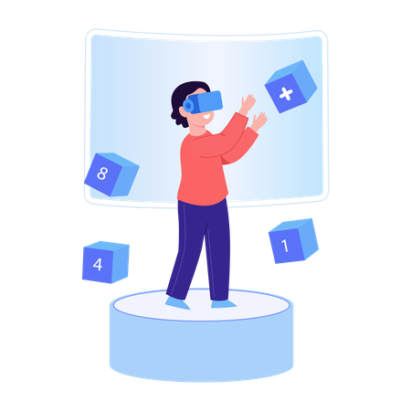 Man doing vr learning  Illustration