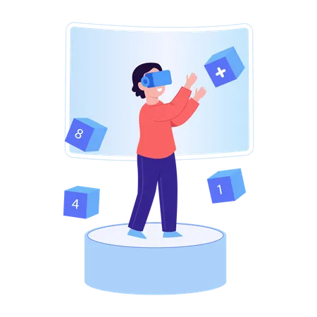 Man doing vr learning  Illustration