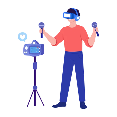 Man doing vr streaming  Illustration