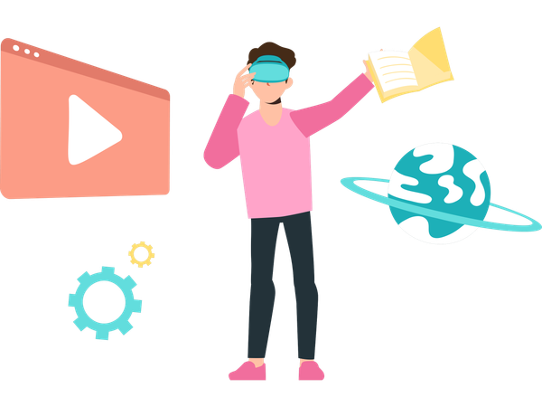 Man doing vr writing  Illustration