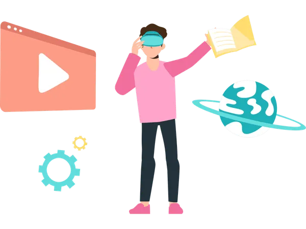 Man doing vr writing  Illustration